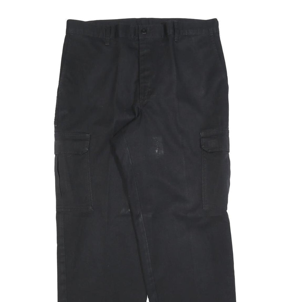 DICKIES Mens Cotton Blend Black Workwear Regular Cargo Trousers W34 L32