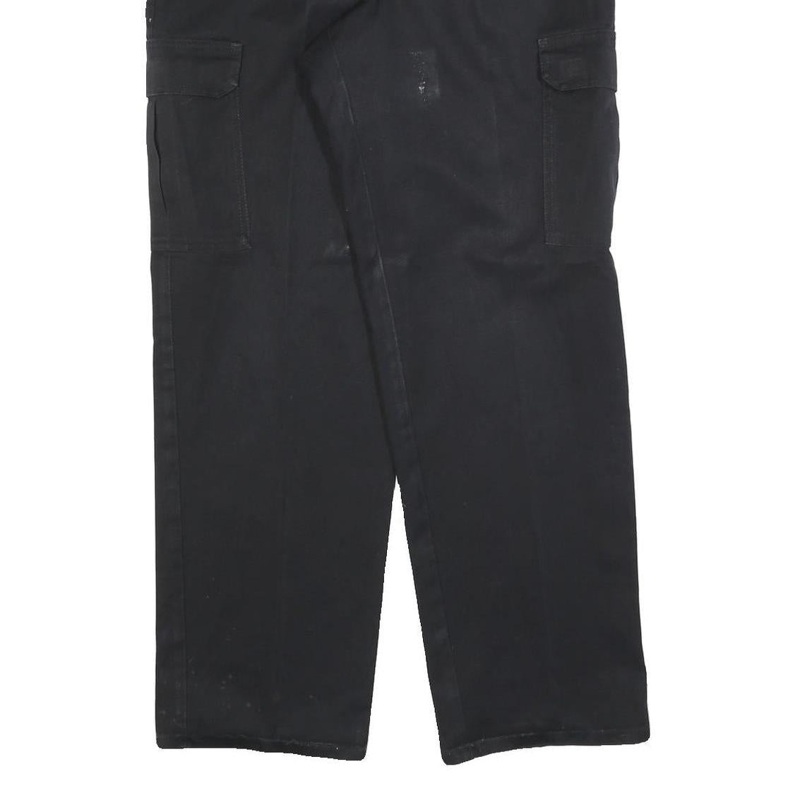 DICKIES Mens Cotton Blend Black Workwear Regular Cargo Trousers W34 L32