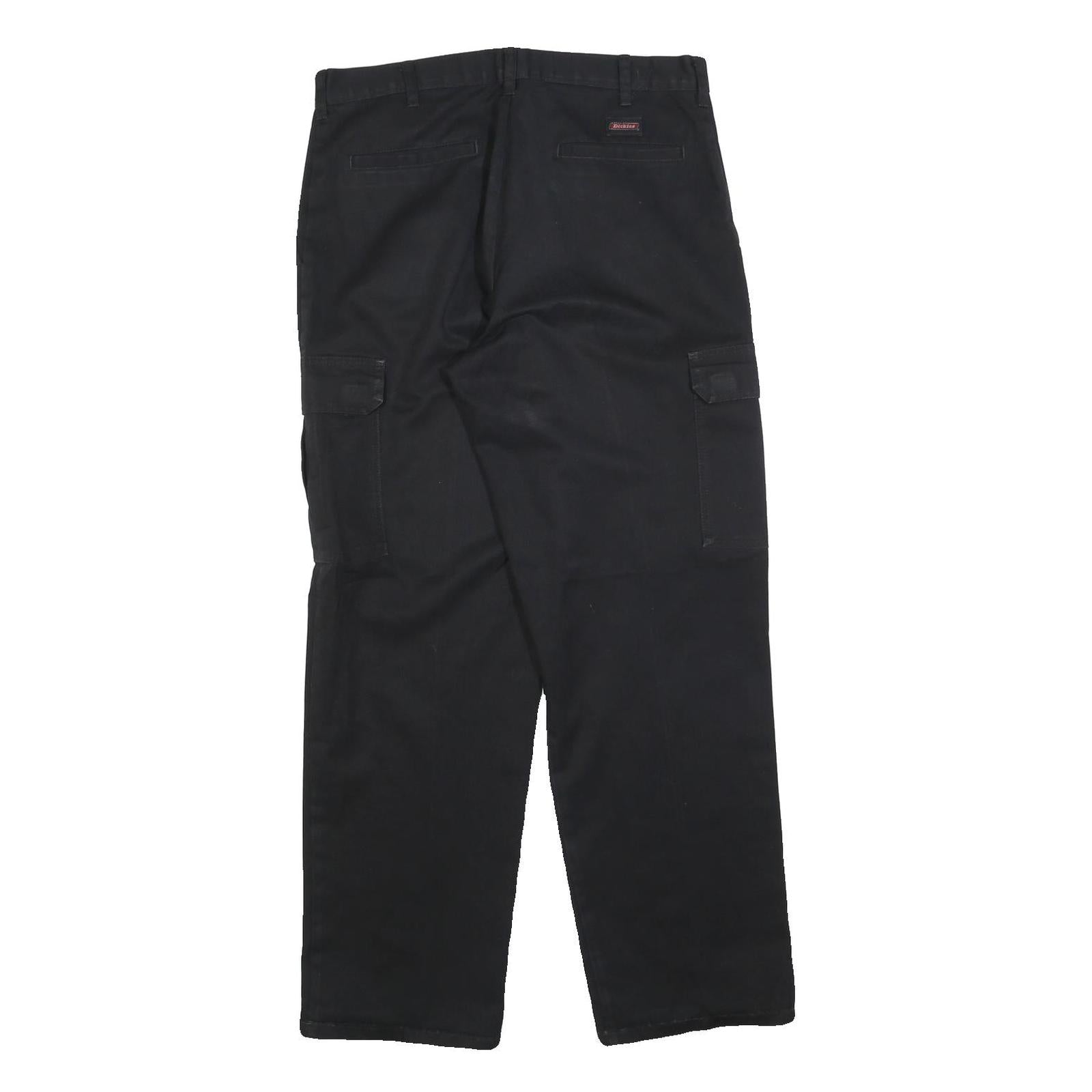 DICKIES Mens Cotton Blend Black Workwear Regular Cargo Trousers W34 L32