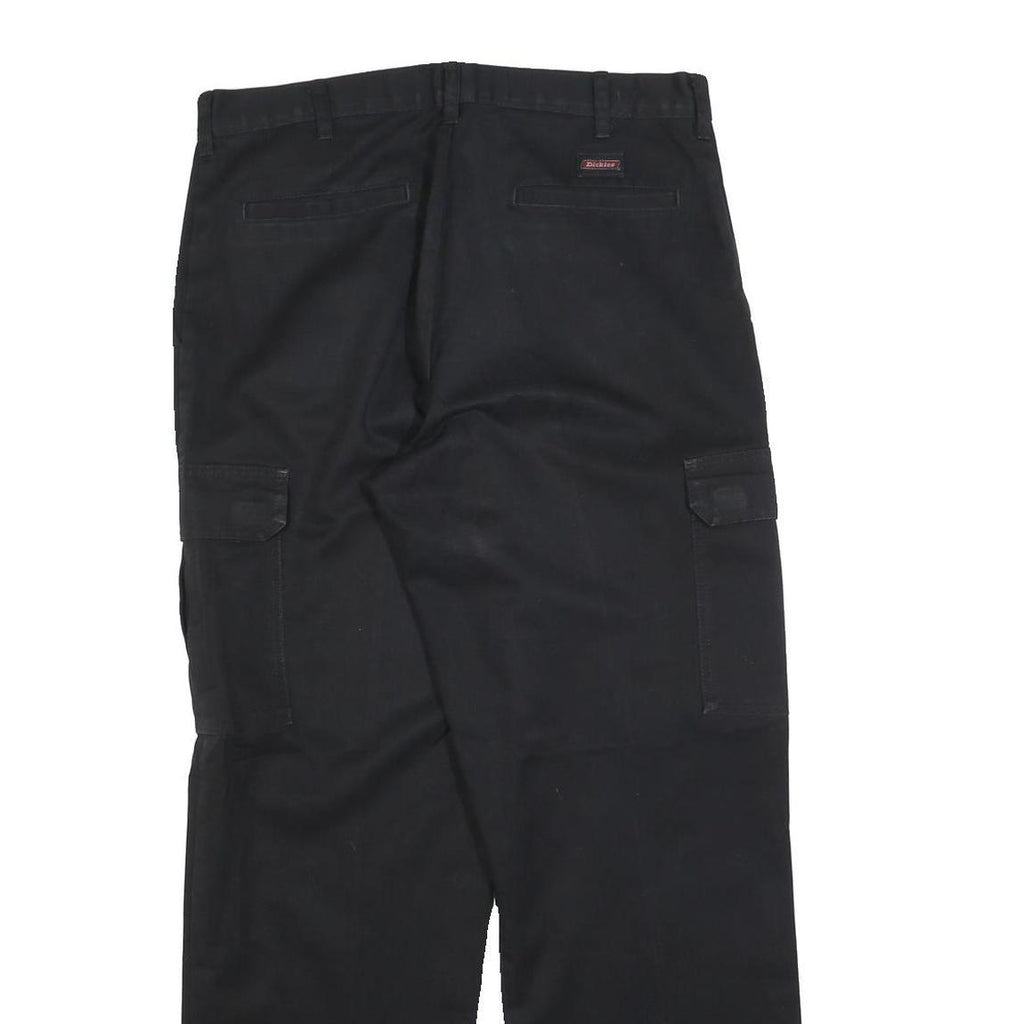 DICKIES Mens Cotton Blend Black Workwear Regular Cargo Trousers W34 L32