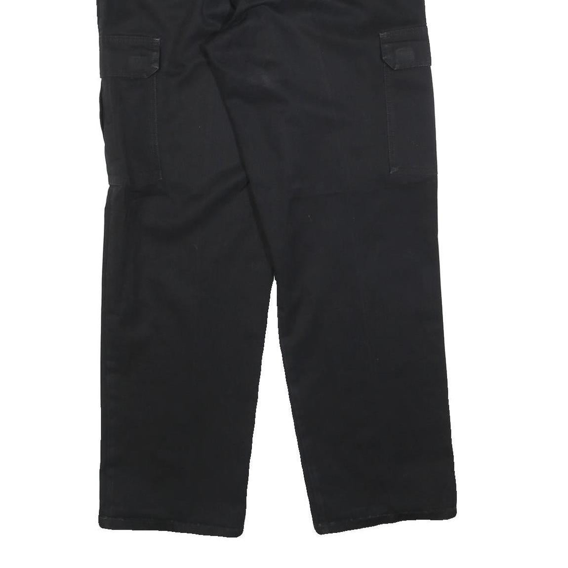 DICKIES Mens Cotton Blend Black Workwear Regular Cargo Trousers W34 L32