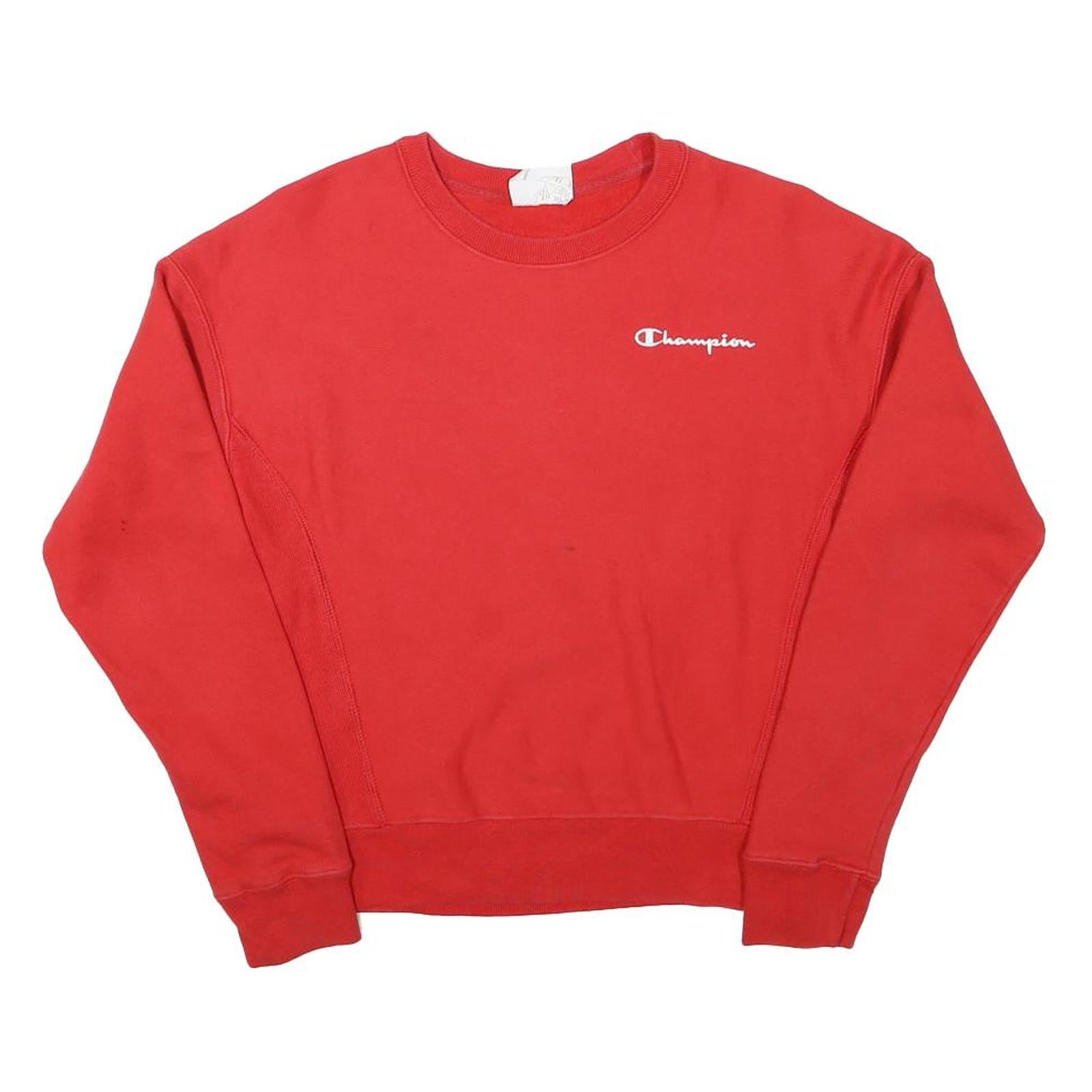 CHAMPION Mens Red Crew Neck XS Logo Embroidered Cotton Sweatshirt