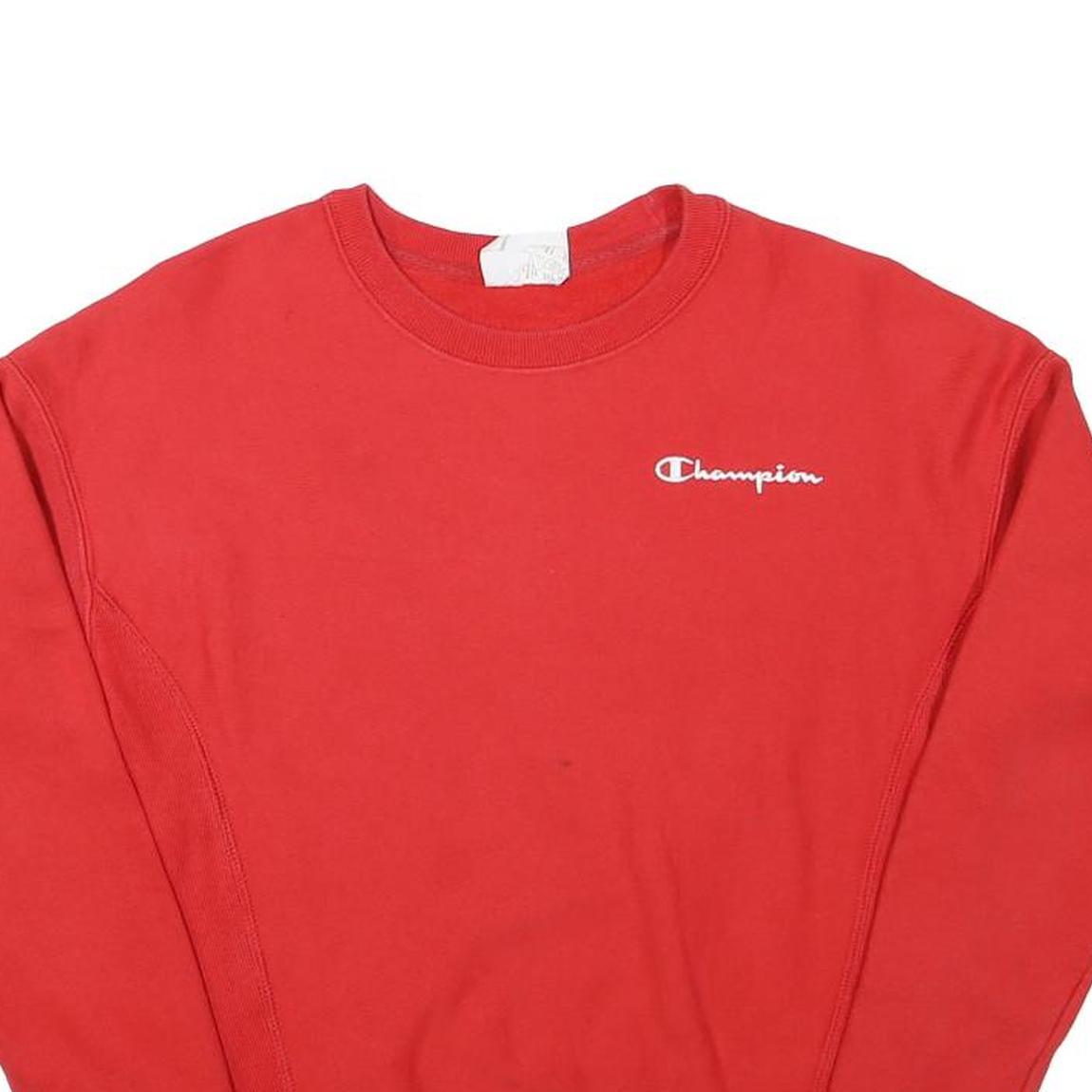 CHAMPION Mens Red Crew Neck XS Logo Embroidered Cotton Sweatshirt