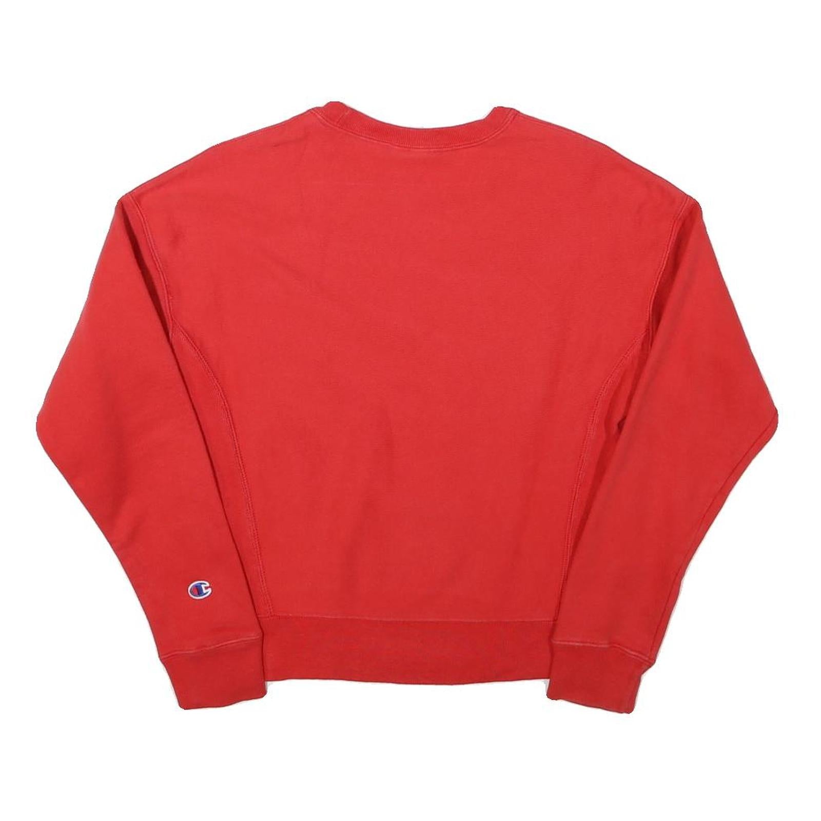 CHAMPION Mens Red Crew Neck XS Logo Embroidered Cotton Sweatshirt