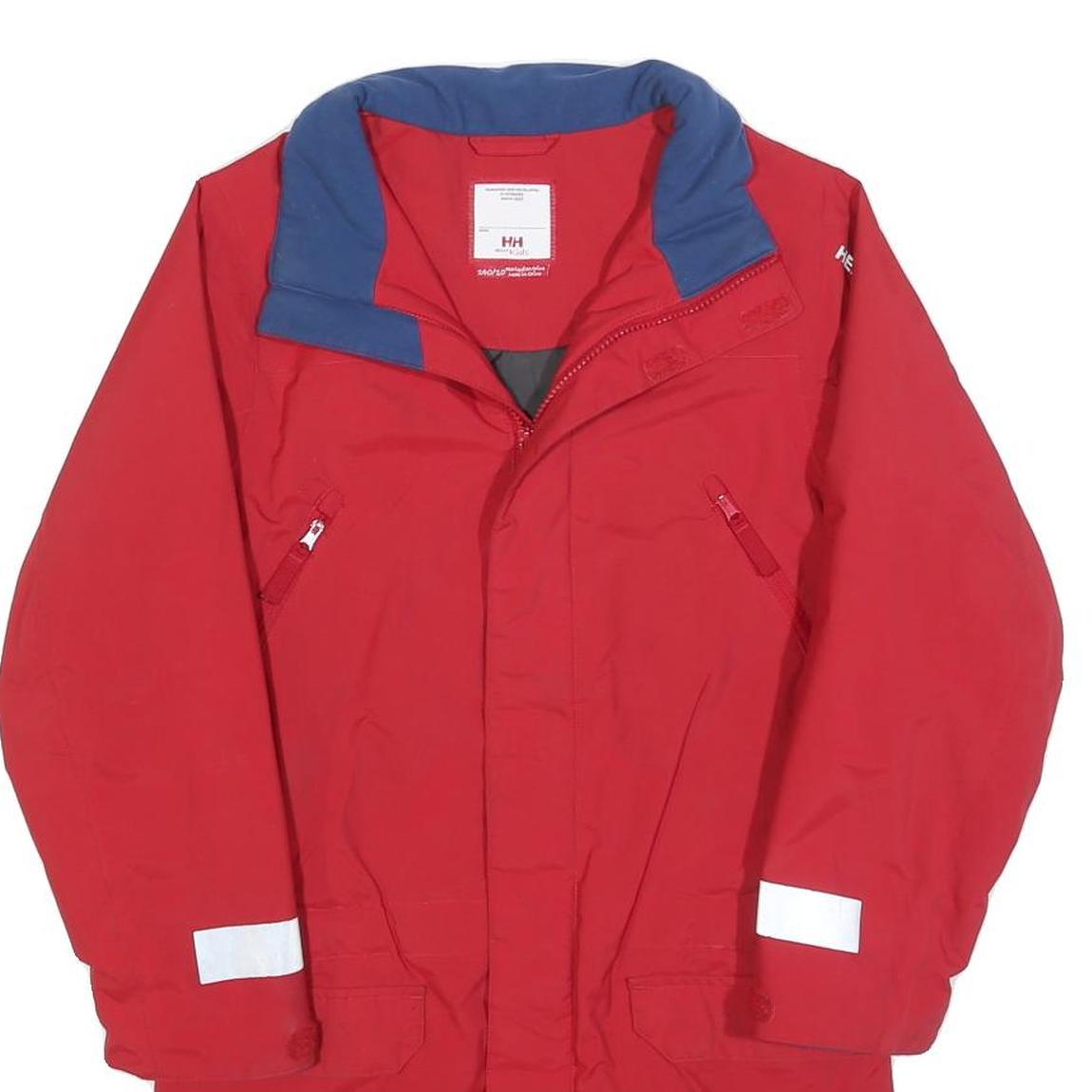 HELLY HANSEN Boys Red Blue Outdoor Jacket 10Y Polyester Zip Reflective Strips