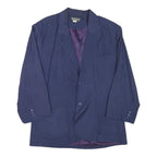 NAF NAF Womens Blue Silk Button Jacket L Plain Elegant Classic