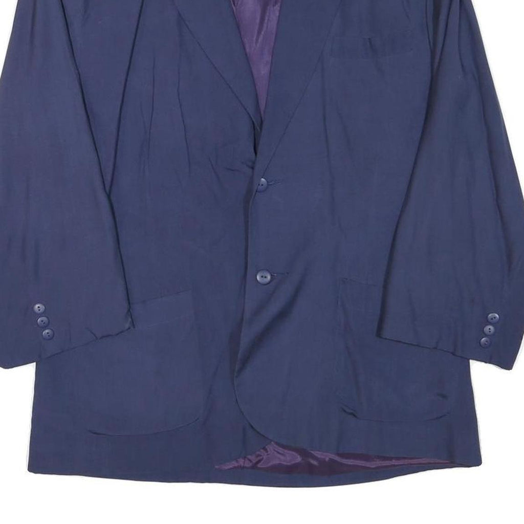 NAF NAF Womens Blue Silk Button Jacket L Plain Elegant Classic