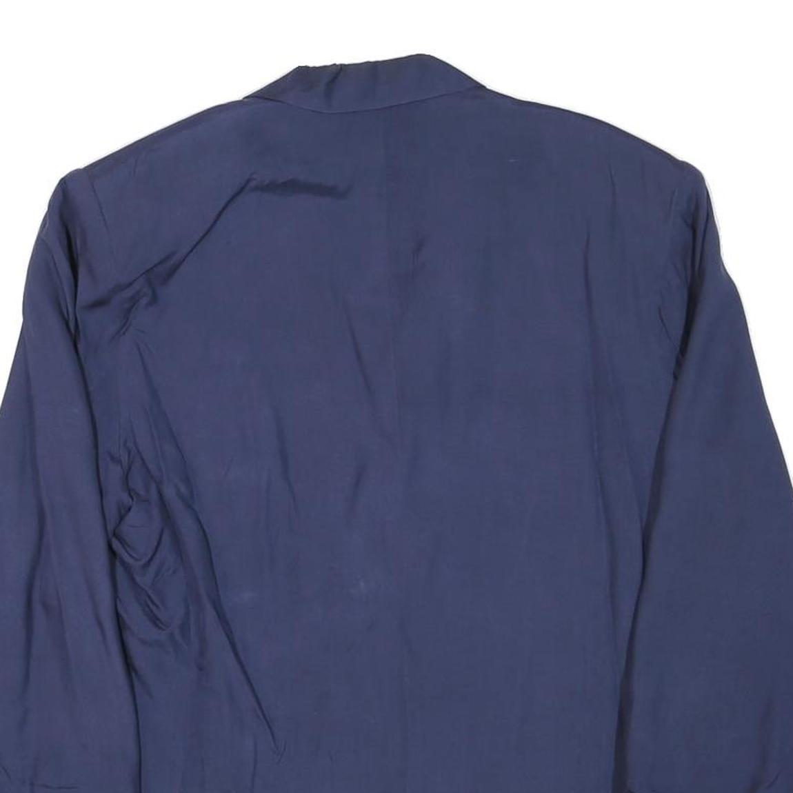 NAF NAF Womens Blue Silk Button Jacket L Plain Elegant Classic