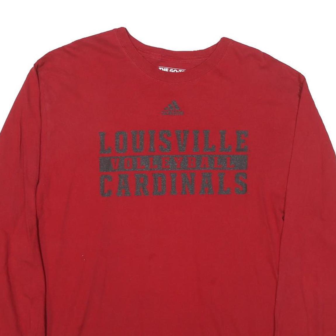 ADIDAS Mens Red Louisville Cardinals Graphic Long Sleeve Crew Neck T-Shirt XL
