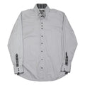 CLAUDIO LUGLI Mens Grey Slim Fit Shirt L Striped Collar Cuff Stylish