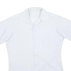 Mens White Plain Shirt S Short Sleeve Button Polyester Blend Casual Workwear