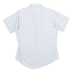 Mens White Plain Shirt S Short Sleeve Button Polyester Blend Casual Workwear