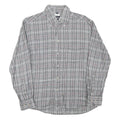 MCNEAL Mens Grey & White Check Shirt L Button-Down Collar Long Sleeve Cotton