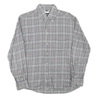 MCNEAL Mens Grey & White Check Shirt L Button-Down Collar Long Sleeve Cotton