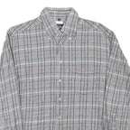MCNEAL Mens Grey & White Check Shirt L Button-Down Collar Long Sleeve Cotton