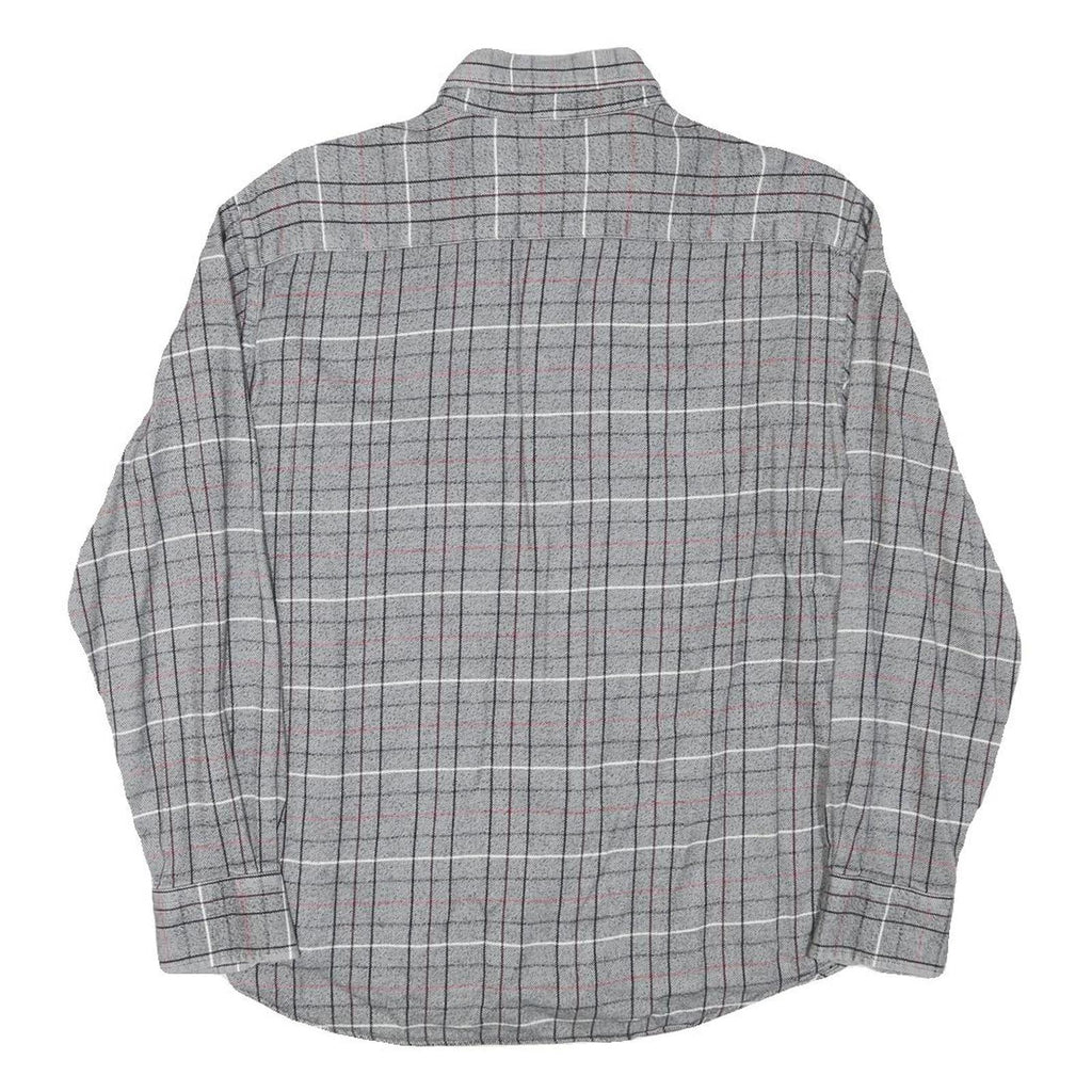 MCNEAL Mens Grey & White Check Shirt L Button-Down Collar Long Sleeve Cotton