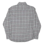 MCNEAL Mens Grey & White Check Shirt L Button-Down Collar Long Sleeve Cotton