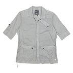 G-STAR Womens Grey Cotton Blend Shirt L Casual Button Sleeve Pockets