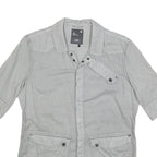 G-STAR Womens Grey Cotton Blend Shirt L Casual Button Sleeve Pockets