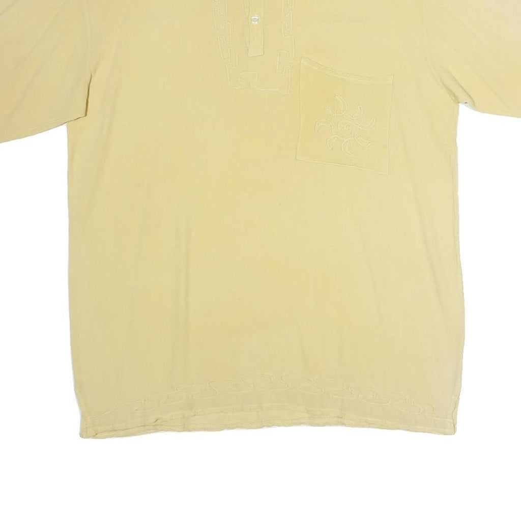 ARTES MANOLITA Womens Beige Cotton Blend Button Top Short Sleeve L Sun