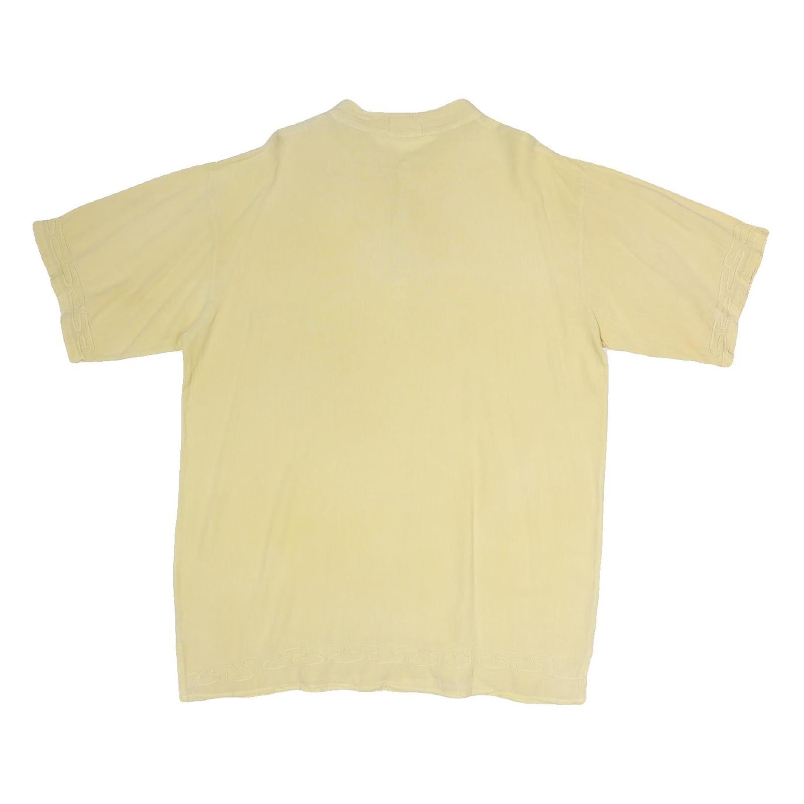 ARTES MANOLITA Womens Beige Cotton Blend Button Top Short Sleeve L Sun