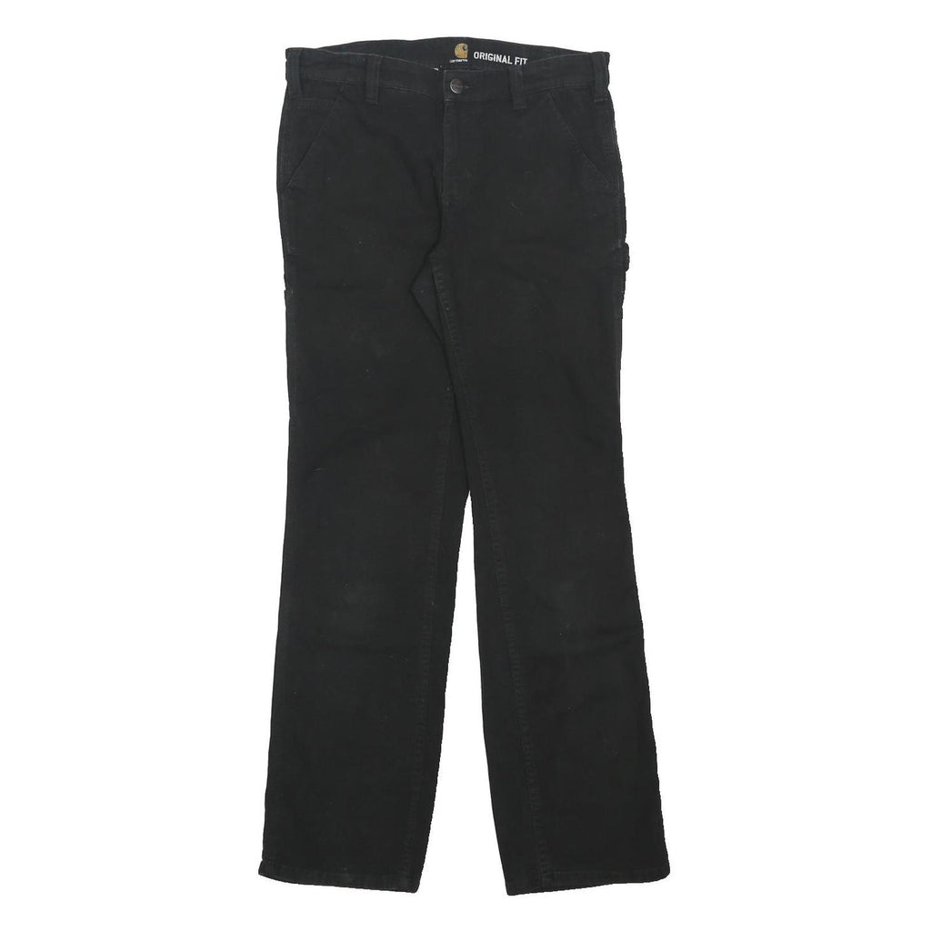 CARHARTT Womens Regular Black Cotton Blend Trousers W30 L30 Zip Pocketed