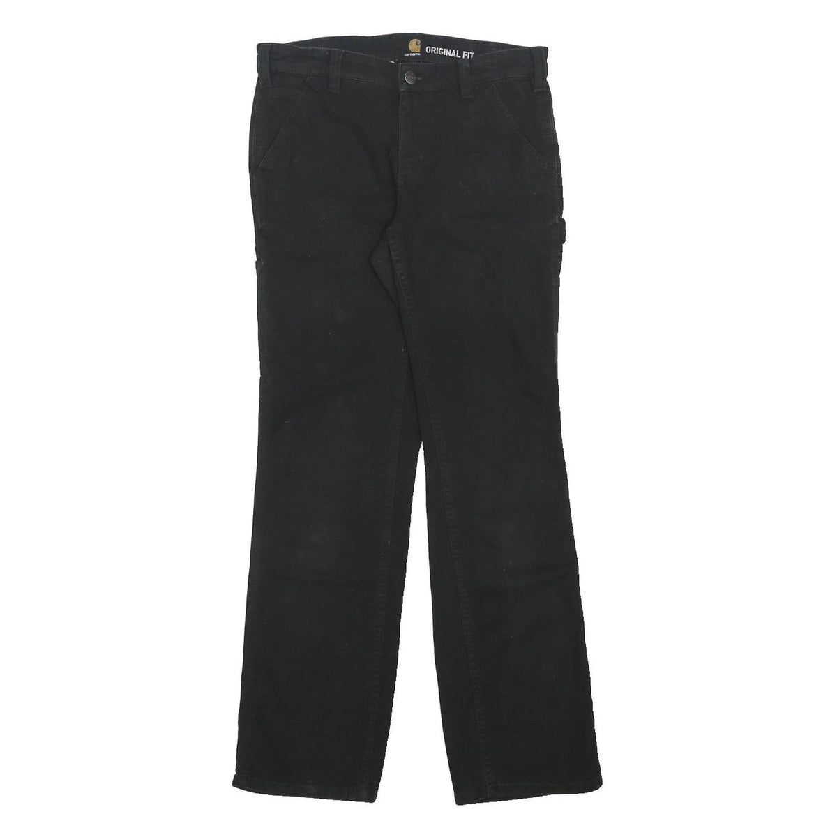 CARHARTT Womens Regular Black Cotton Blend Trousers W30 L30 Zip Pocketed