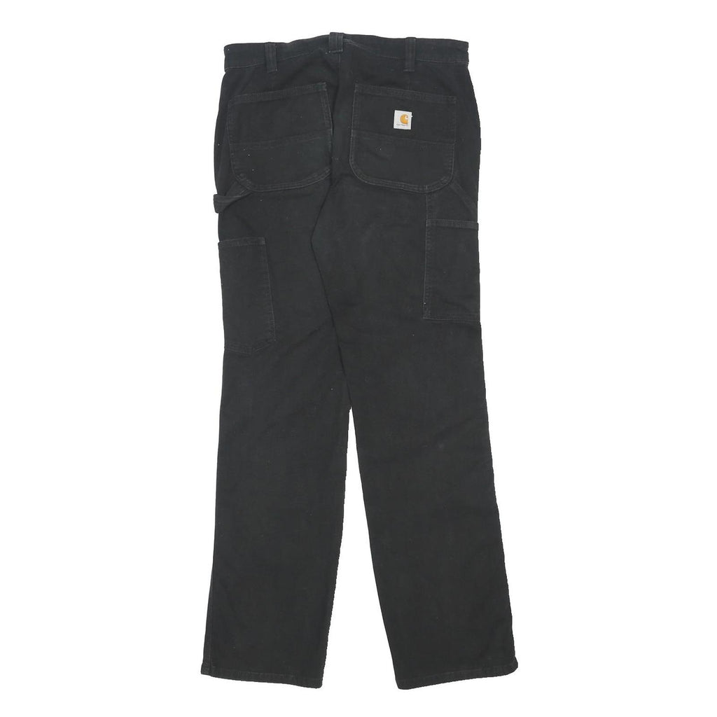 CARHARTT Womens Regular Black Cotton Blend Trousers W30 L30 Zip Pocketed