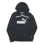 PUMA Womens Black Cotton Hoodie UK 14 Sweatshirt Logo Pullover Casual