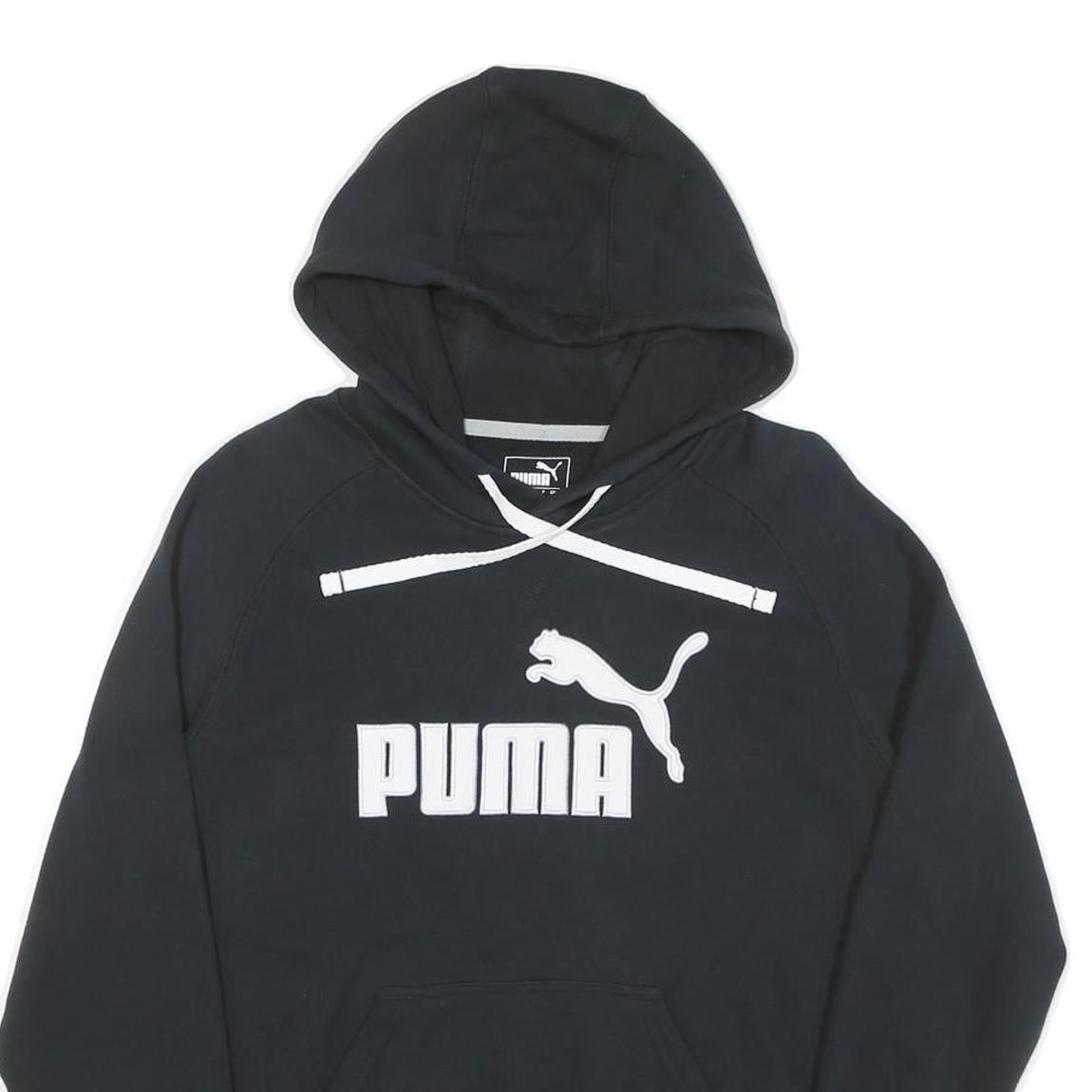PUMA Womens Black Cotton Hoodie UK 14 Sweatshirt Logo Pullover Casual