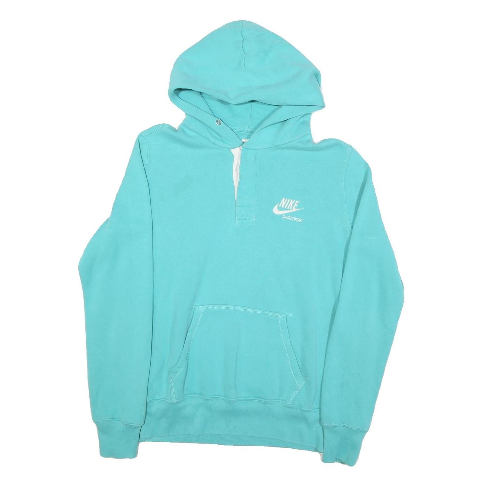 NIKE Womens Turquoise Hoodie XL Cotton Blend Pullover Sportswear Logo