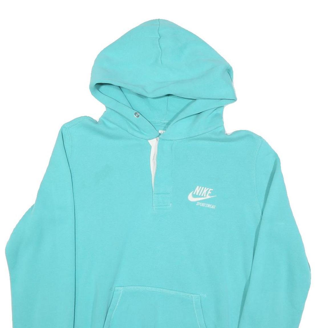 NIKE Womens Turquoise Hoodie XL Cotton Blend Pullover Sportswear Logo