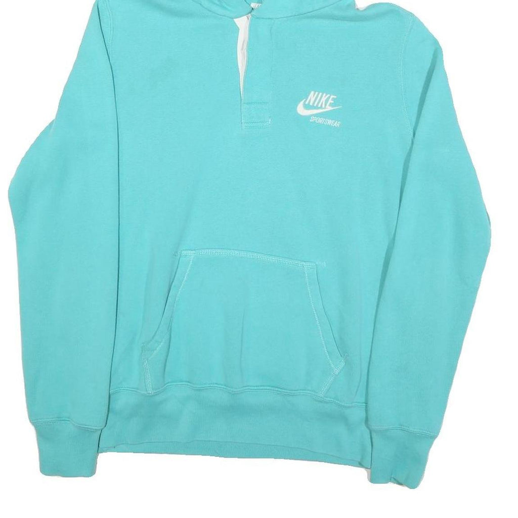 NIKE Womens Turquoise Hoodie XL Cotton Blend Pullover Sportswear Logo