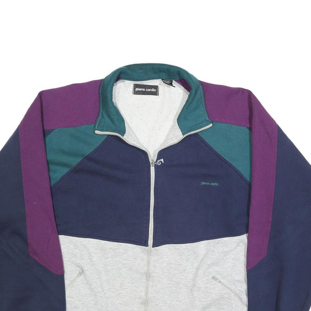 PIERRE CARDIN Mens Navy & Purple & Grey Zip Collar XL Sweatshirt Cotton Blend