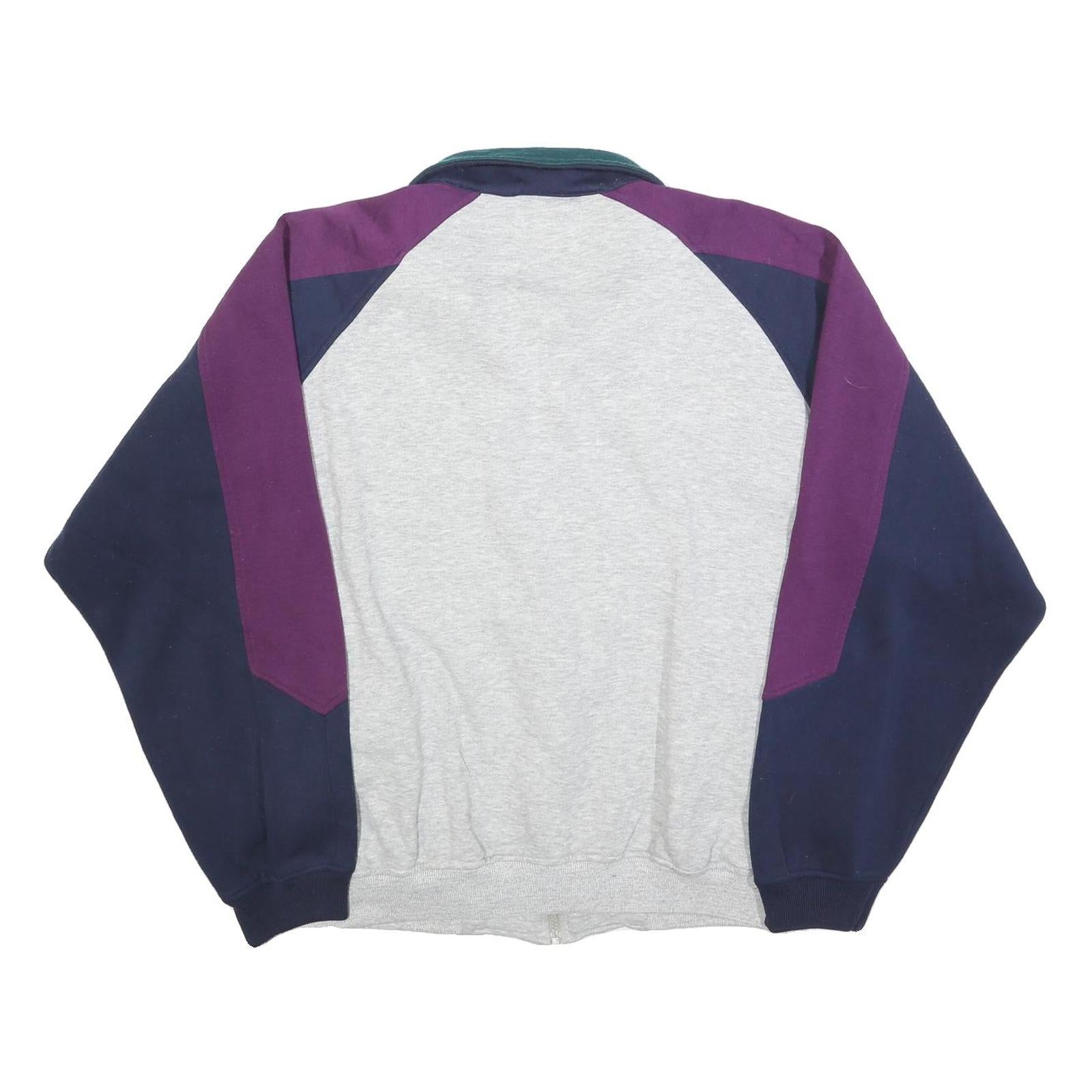 PIERRE CARDIN Mens Navy & Purple & Grey Zip Collar XL Sweatshirt Cotton Blend