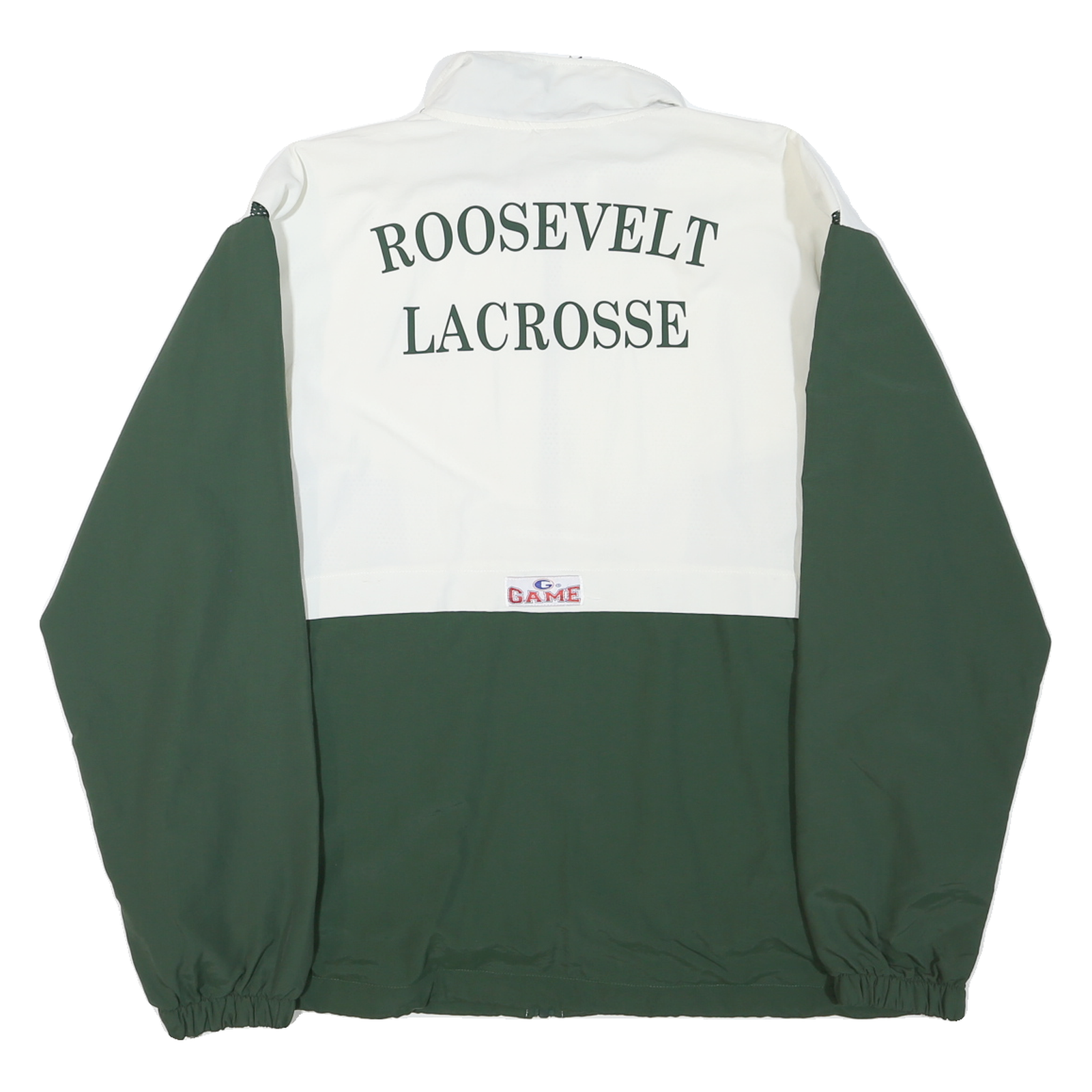 GAME Mens Green & White Roosevelt Lacrosse Track Jacket M Polyester Blend Zip