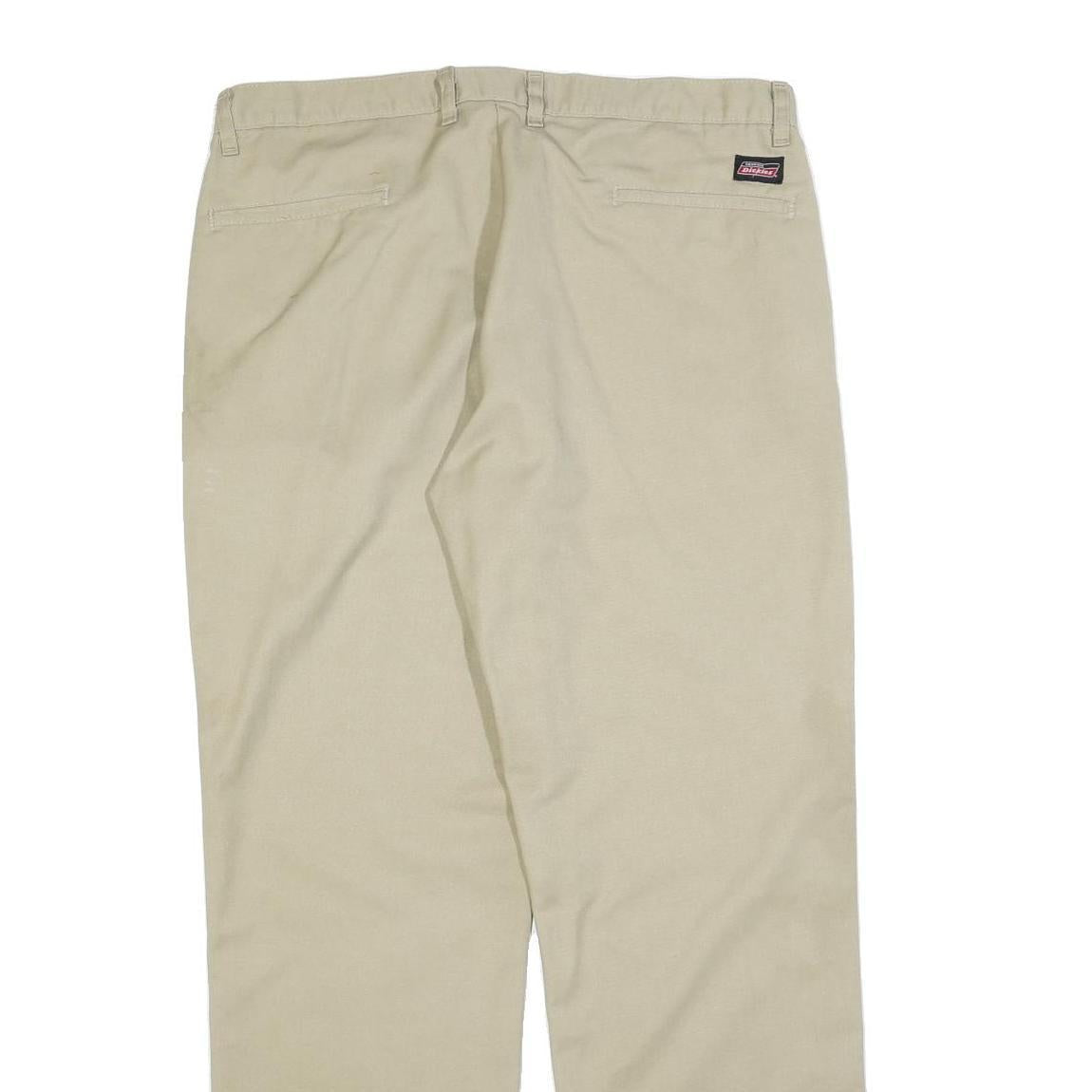 DICKIES Mens Cotton Blend Beige Trousers Regular Fit W36 L32 Classic Workwear