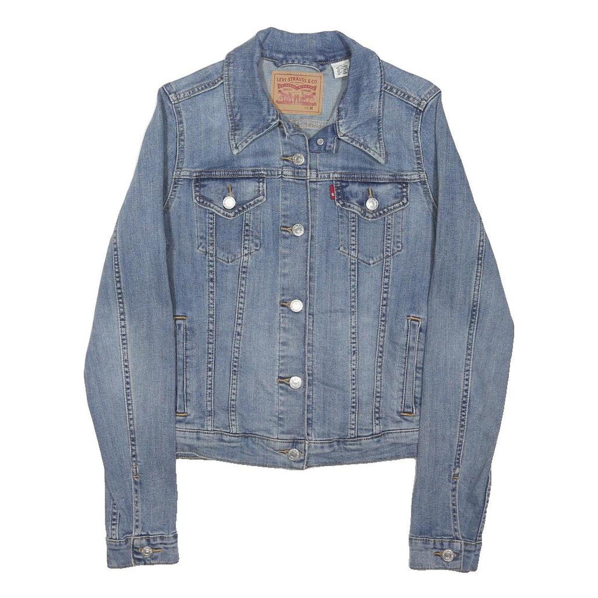 LEVI'S Girls Blue Denim Jacket M Cotton Blend Button Closure Classic Fit Stylish