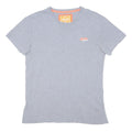 SUPERDRY Mens Grey S Short Sleeve Crew Neck Logo T-Shirt Cotton Blend Casual