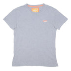 SUPERDRY Mens Grey S Short Sleeve Crew Neck Logo T-Shirt Cotton Blend Casual