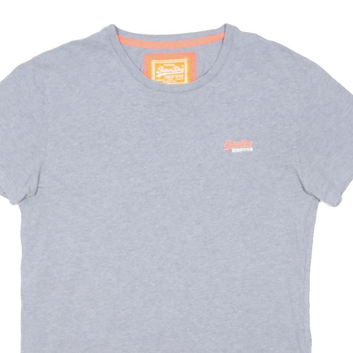 SUPERDRY Mens Grey S Short Sleeve Crew Neck Logo T-Shirt Cotton Blend Casual