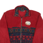 TOSANI Womens Red Blue Zip Jacket S Polyester Blend Fleece Patterned Lake Louise