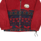 TOSANI Womens Red Blue Zip Jacket S Polyester Blend Fleece Patterned Lake Louise