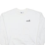 ADIDAS Womens White Crew Neck UK 8 Sweatshirt Cotton Blend Casual Pullover