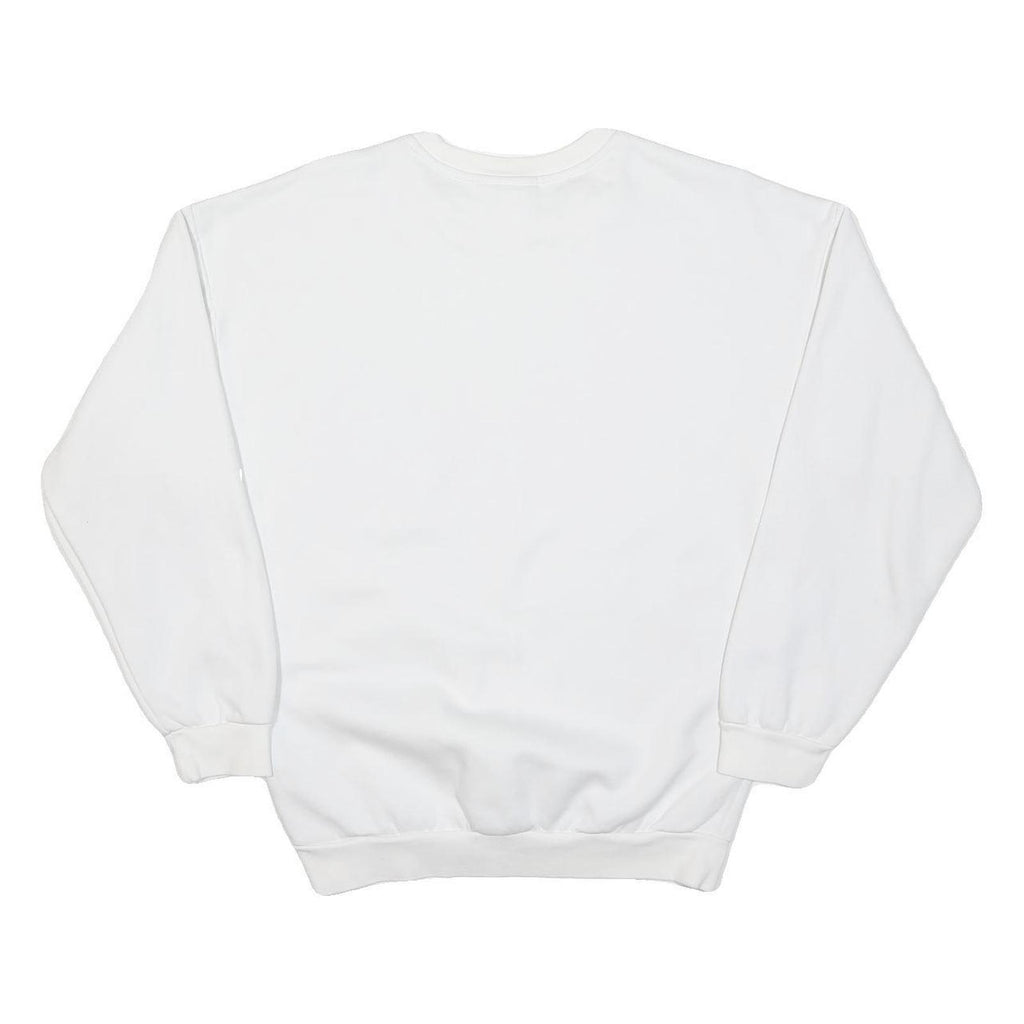 ADIDAS Womens White Crew Neck UK 8 Sweatshirt Cotton Blend Casual Pullover