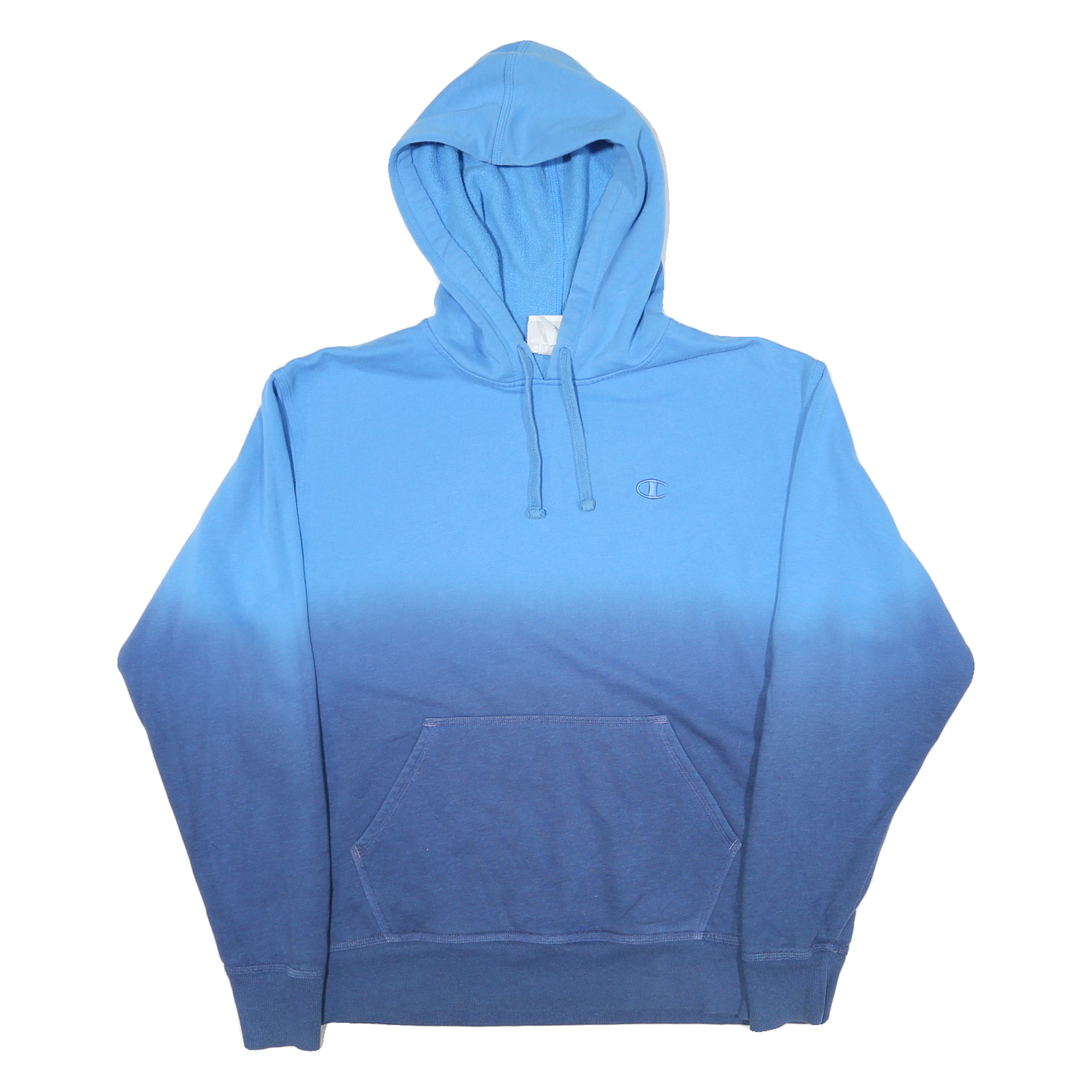 CHAMPION Mens Blue & Navy Gradient Pullover Hoodie M Cotton Blend Casual Layer