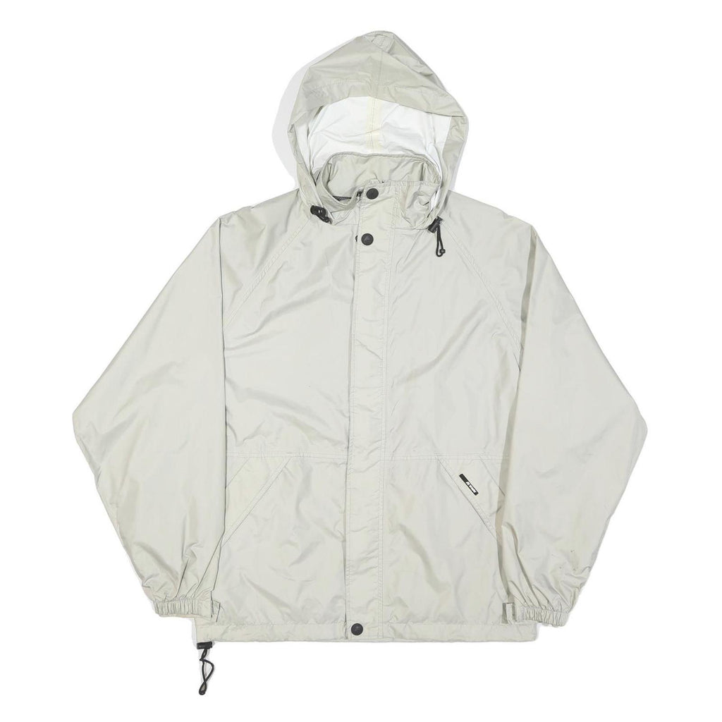 K-WAY Mens White Nylon Windbreaker XS Jacket Zip Hooded Plain Lightweight