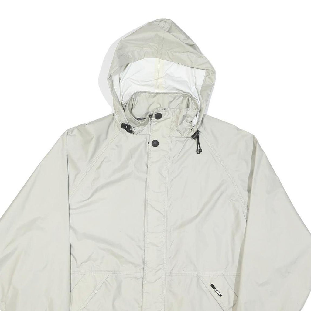 K-WAY Mens White Nylon Windbreaker XS Jacket Zip Hooded Plain Lightweight