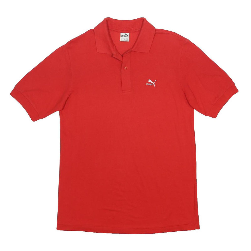 PUMA Mens Red Short Sleeve Plain Polo Shirt S Cotton Blend Sports Casual