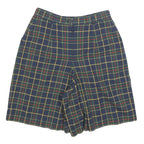 WOODS & IRONS Womens Shorts Blue Tartan XS W26 Classic Cotton Blend